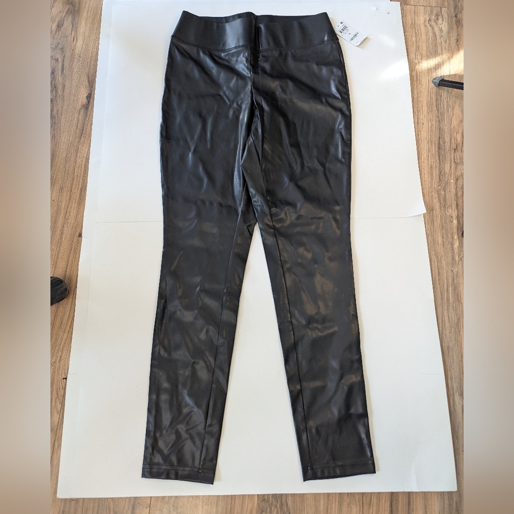 NWT INC International Concepts Black Faux Leather Pants, Size 8